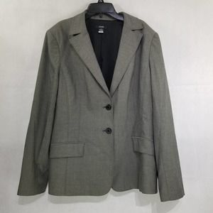 Alfani Blazer Suit Jacket Button Front Womens Size 16 Gray Herringbone